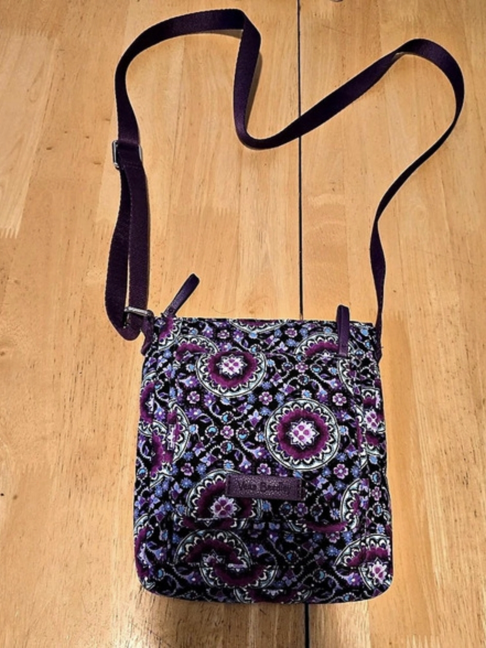 Vera Bradley Purple Floral Quilted Crossbody Shoulder Bag Purse